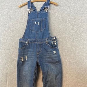 Polagram Denim Overalls Size S Medium Wash Blue Criss Cross Back Straps
